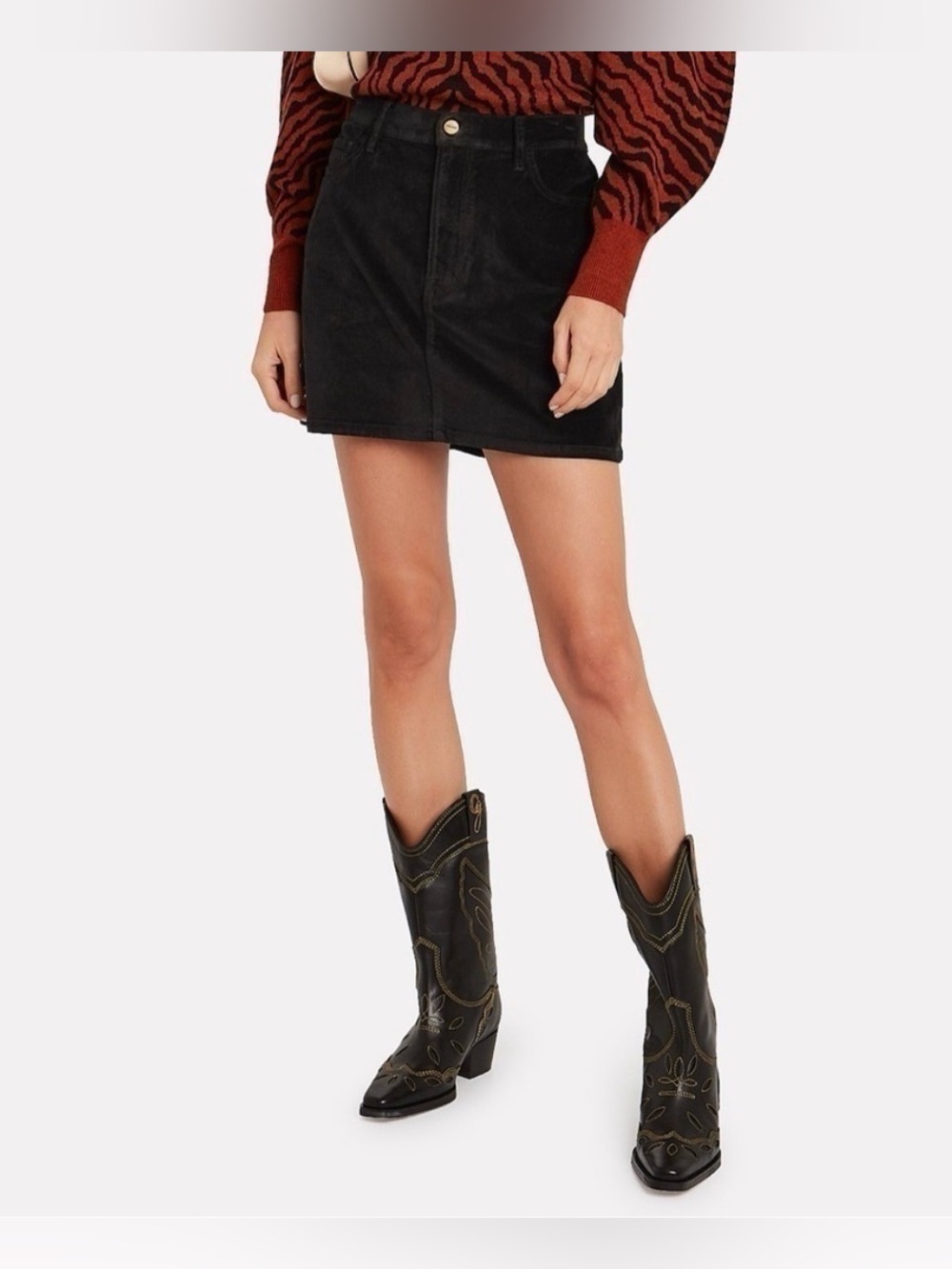FRAME le Mini Skirt Black Velvet 25